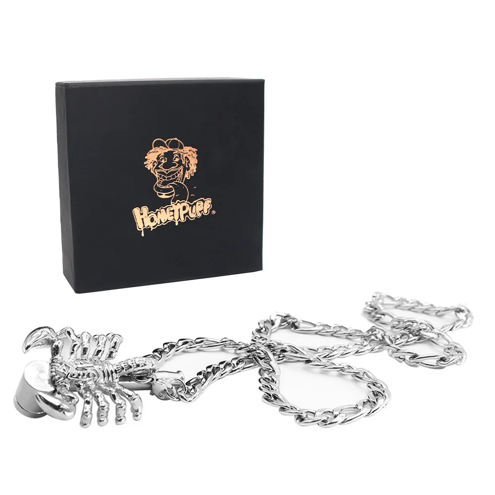 

Mini Weed Smoking Pipe tobacco Necklace Novelty Shape Stainless Steel Weed Pipe With Gift Box, True color