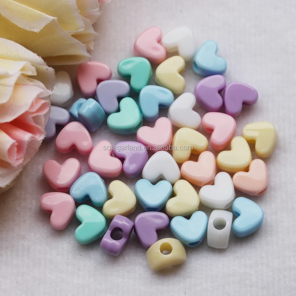 Colorful Heart Shape Acrylic Spacer Beads Jewelry Making for Bracelet Necklace DIY