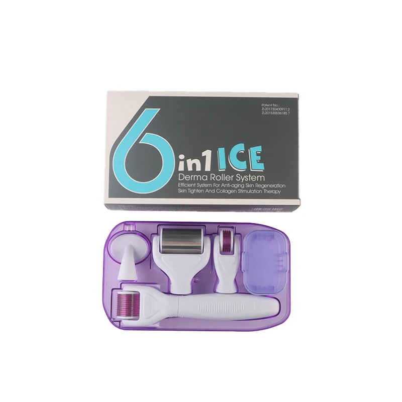 

Medical Grade 6 in 1 ice roller micro needle derma roller GHY-858 derma roller set, Multi colors available