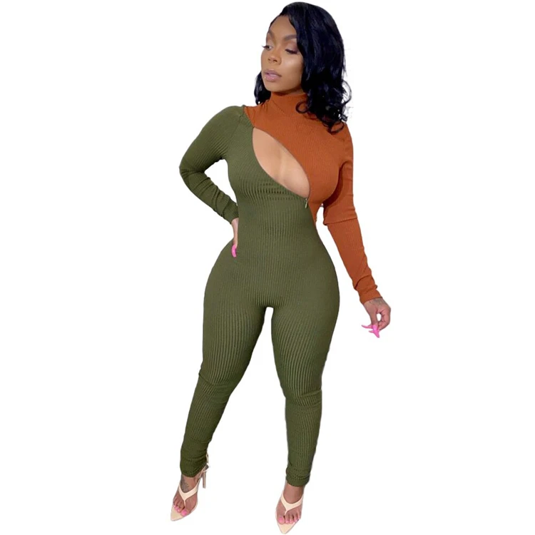 
Wholesale Autumn 2020 hot long Sleeve Front Zipper Opening bodycon One Piece Patchwork women jumpsuit Wholesale Autumn 2020 hot long Sleeve Front Zipper Opening bodycon One Piece Patchwork women jumpsuit