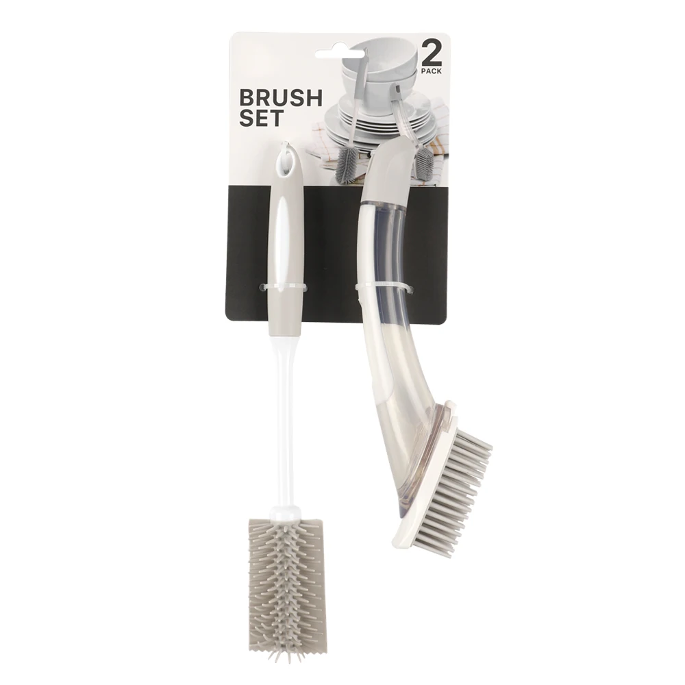 

Transparent Soap Dispensing Dish Washing Brush and Bottle Brush Set