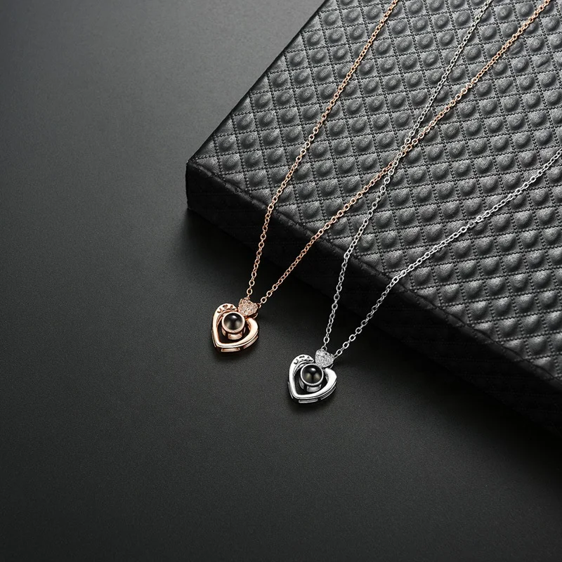 

UNIQ LN002 I Love You Necklace 100 Languages Heart Love Necklace Pendant Necklace for Women Gifts