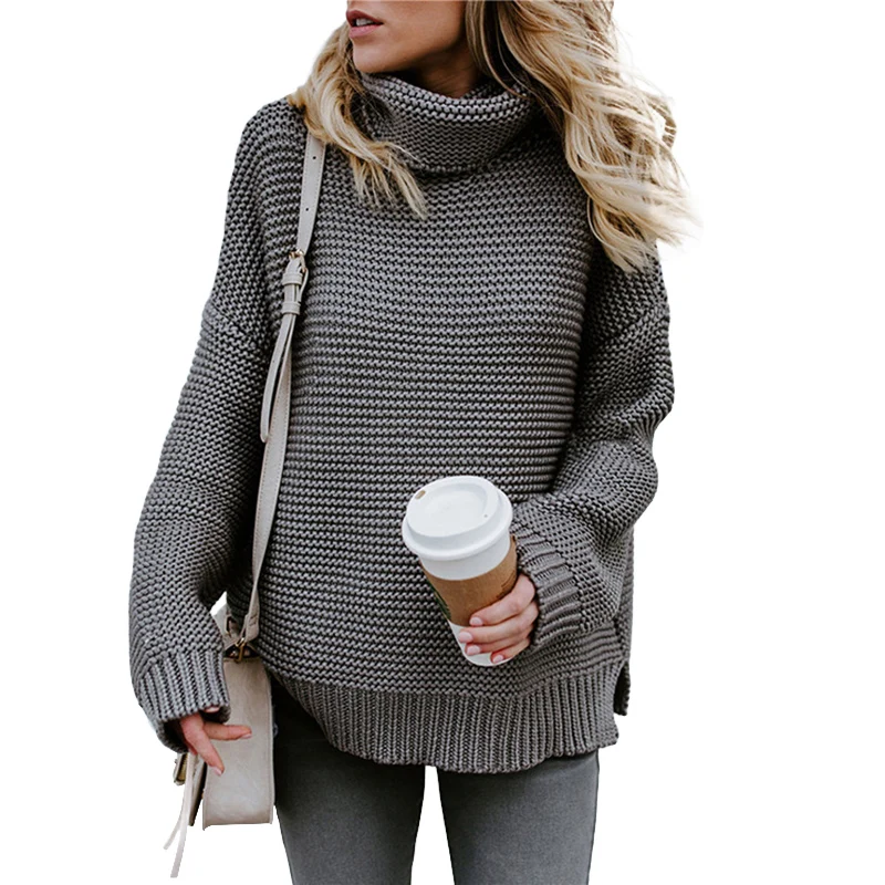 

Wholesale fall winter Clothes sell loose plus size Knitted sweater custom amazon hot sale turtleneck women's sweaters