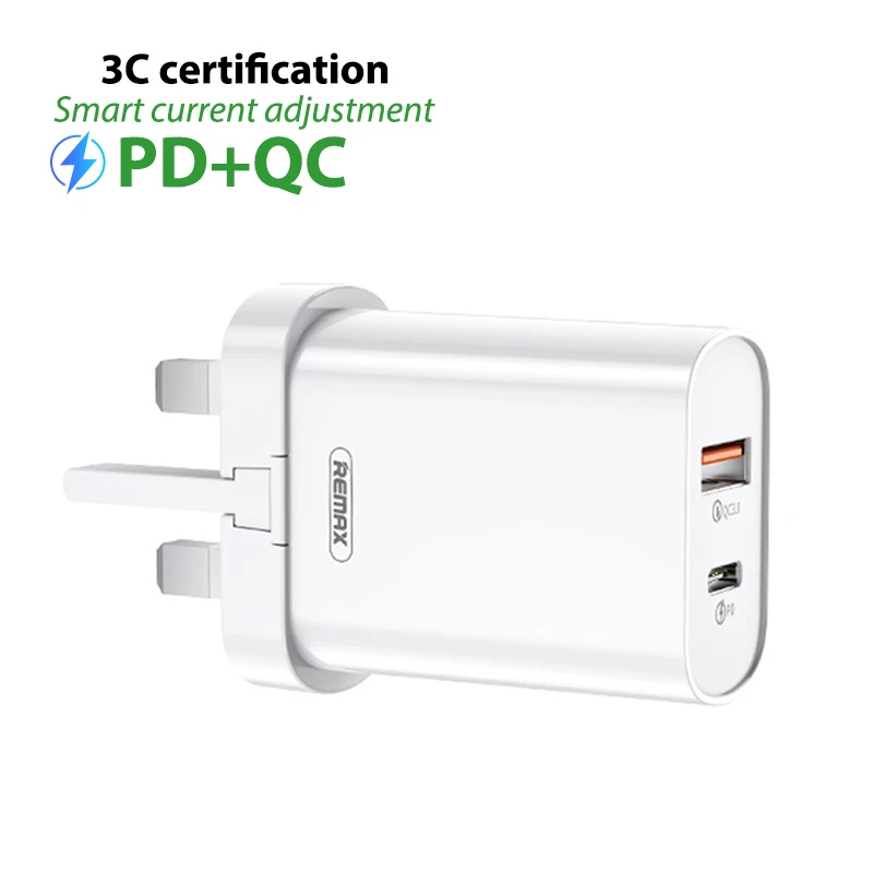 

Remax Popular Design 18W Uk Eu Us Pd Rp-U37 Wall 2Usb Mobile Phone Charger 2022 Trending Products Phone Charger, White