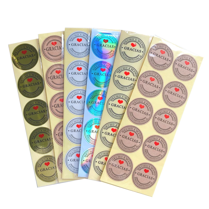 

100PCS/pack multiple styles Kraft Gracias Spanish Thank You Seal sticker Handmade Scrapbooking Stationery Sticker