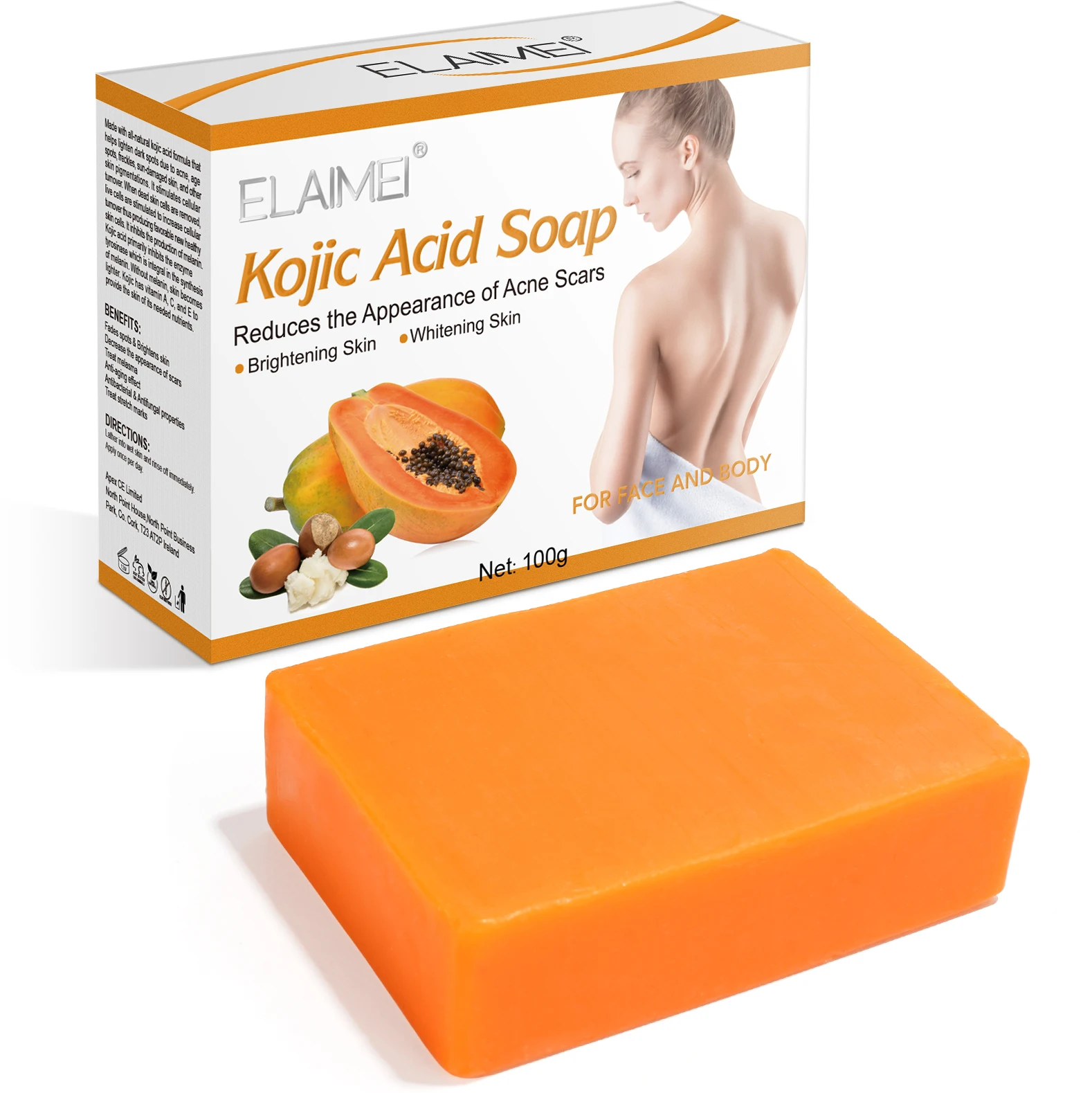 

OEM Private Label Natural Organic Bath Bar Solid Papaya Soap Handmade Skin Whitening Brightening Deep Cleansing Kojic Acid Soap