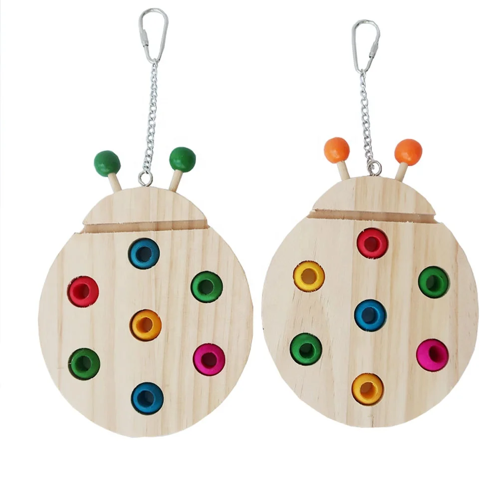 

New style Wooden puzzle interactive bird toy Bird cartoon fun gnawing and digging treasure to develop intelligent hanging board, Mix color