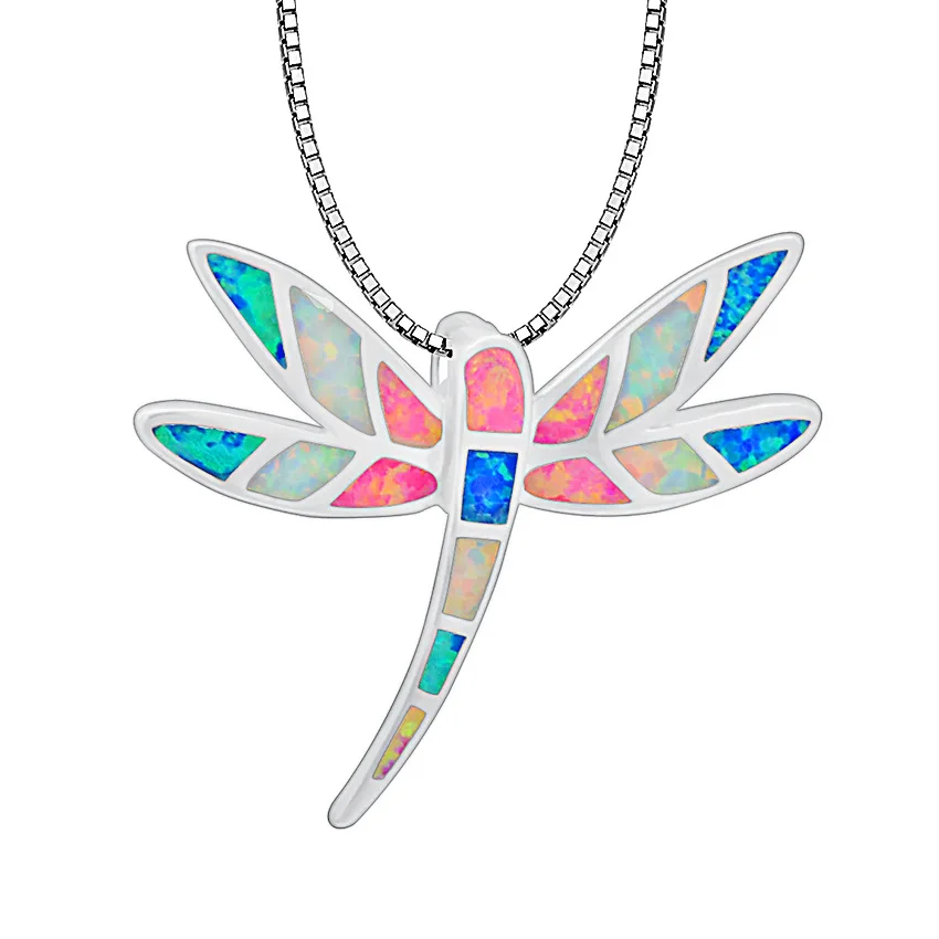 

TIK TOK wind burst seven Rainbow dragonfly pendant wholesale inlay treasure colorful dragonfly necklace