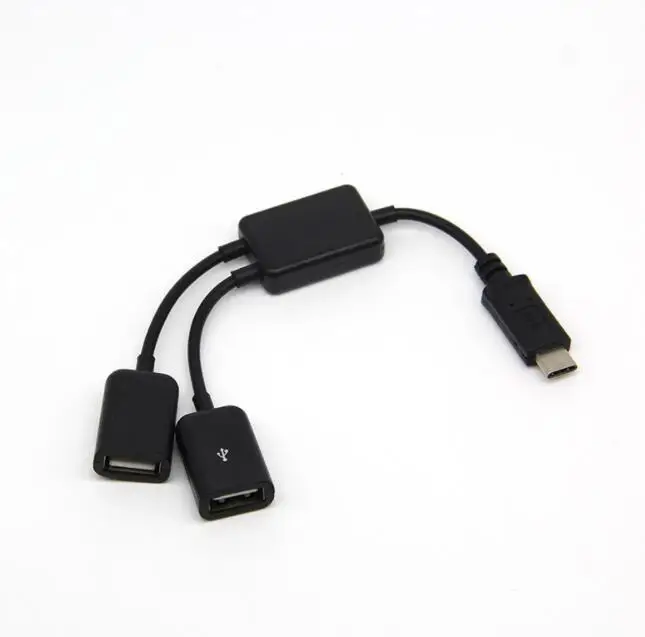 

30cm Black color 1*USB C male to 2*USB A female HUB otg cable 2021, Colorful