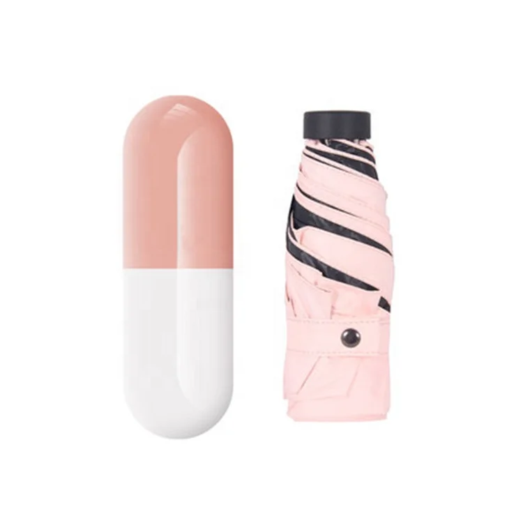 
Mini Pocket Capsule Umbrella UV Protection Five Folding Umbrella Fabric with Black Coating 