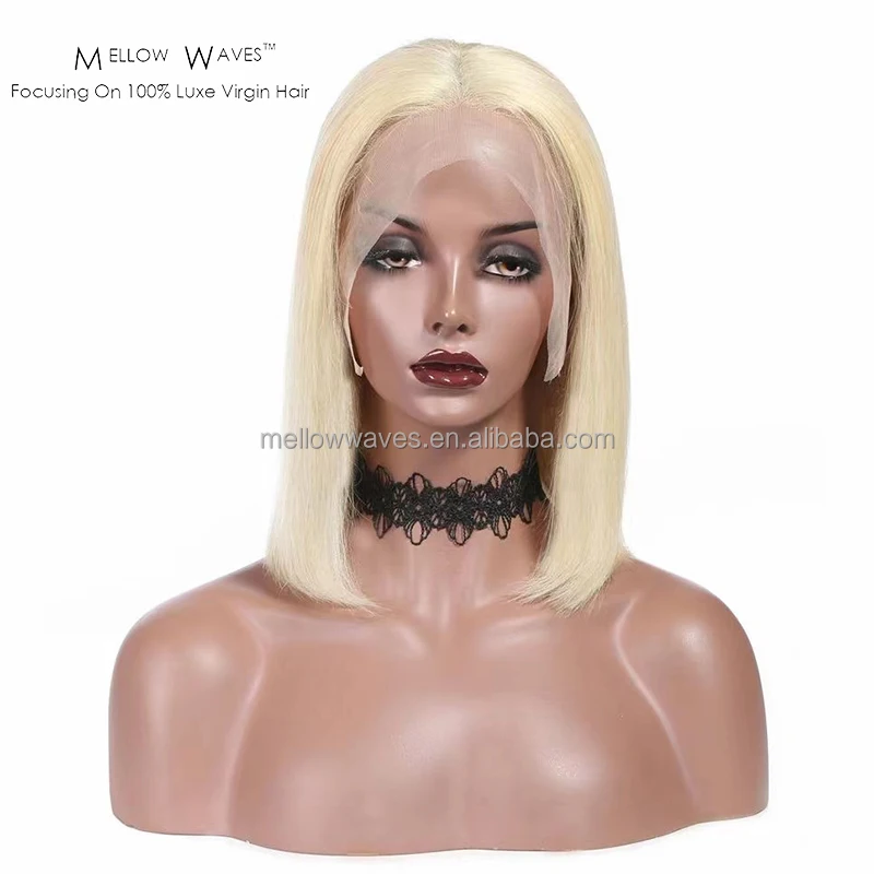 

Mellow Wave 12A Medium Brown Lace Frontal Human Hair Straight Wigs With 613 Blonde Color Remy Human Hair Wigs