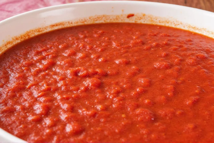 Mason jars filled with homemade marinara sauce stored in a refrigerator