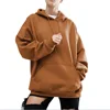 New Warm 100% Cotton Autumn Winter Hot Sale Brown Women Long Sleeve Hoodie Sweatshirt Casual Hooded Coat
