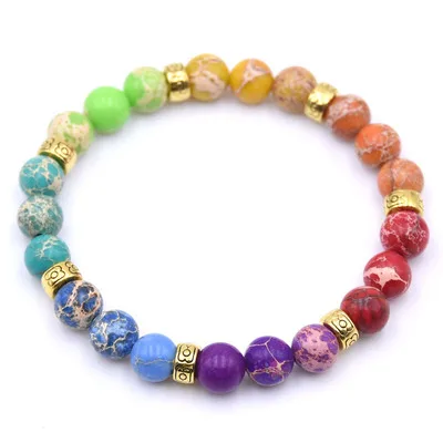 

Amazon Hotsales Colorful Natural Stone Bracelet 8mm Chakra Colored Imperial Stone Bracelet