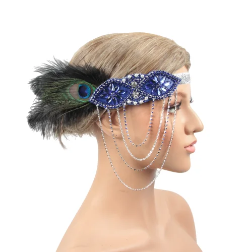 

1920s Crystal Hair Accessories Feather Head Ties For Costume Party Factory Sale