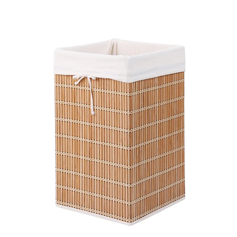 

Folding Bamboo Collapsible Foldable Hamper Laundry Bags Baskets Storage, Natural and raw white