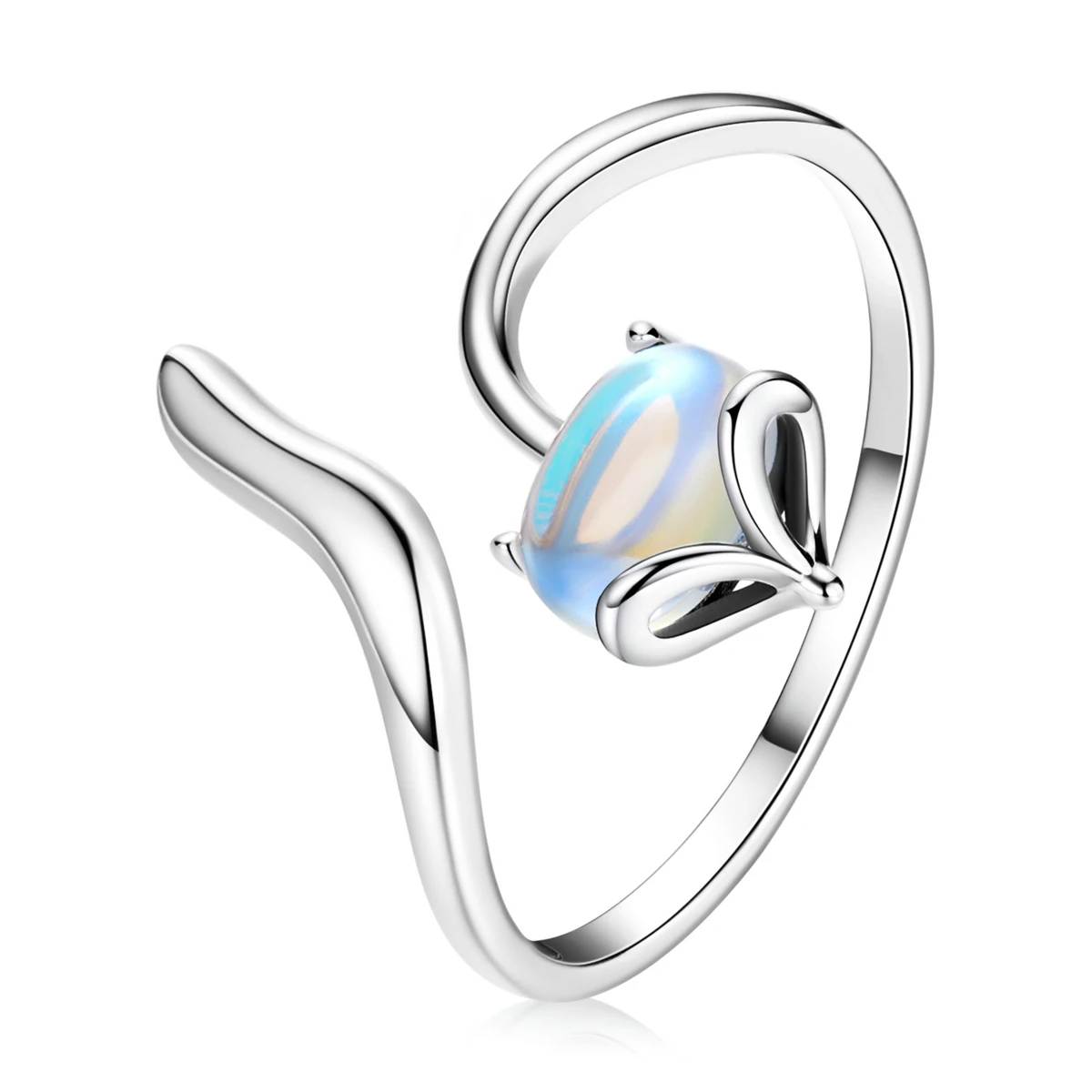 

SCR756 New trendy moonstone jewelry ring 925 sterling silver adjustable moonstone fox cute ring