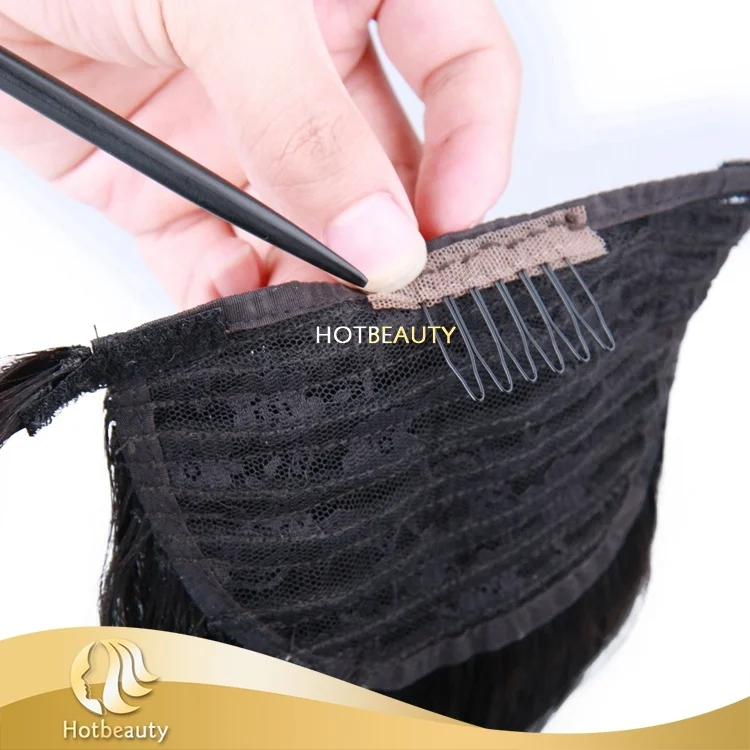 
Hot Beauty Natural Real Hair Ponytail Black Peruvian Human Hair Ponytail 