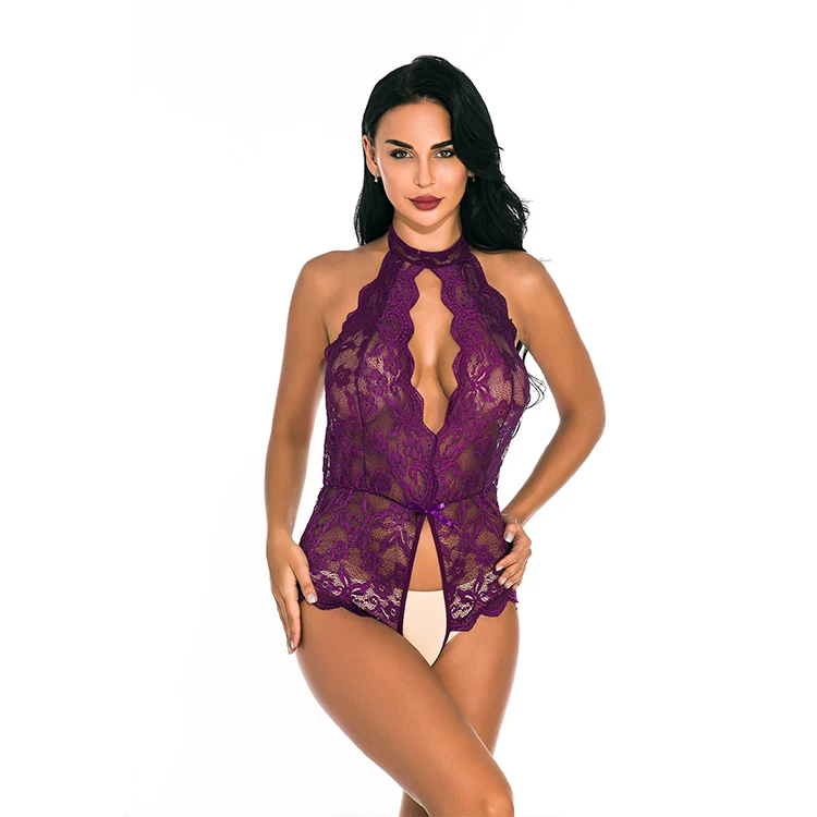 

Transparent Sexy Lingerie Lace Hollow One-Piece Underwear Set