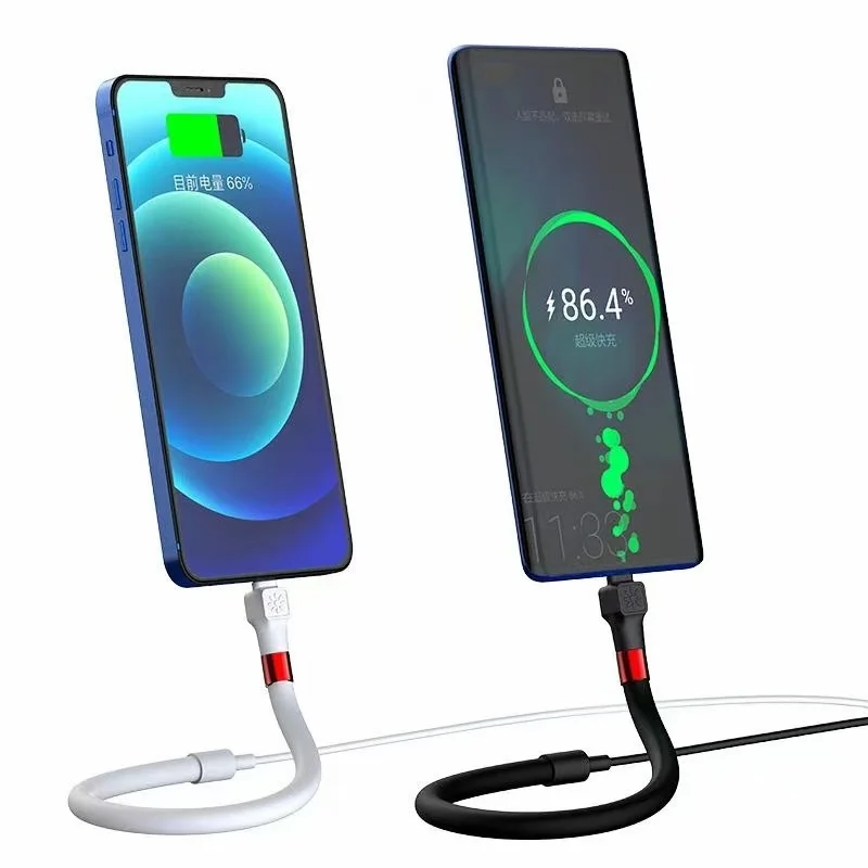 

NEW cable Funny Mobile phone holder fast charging mobile phone cable support Drop shipping cable, White \black \oem