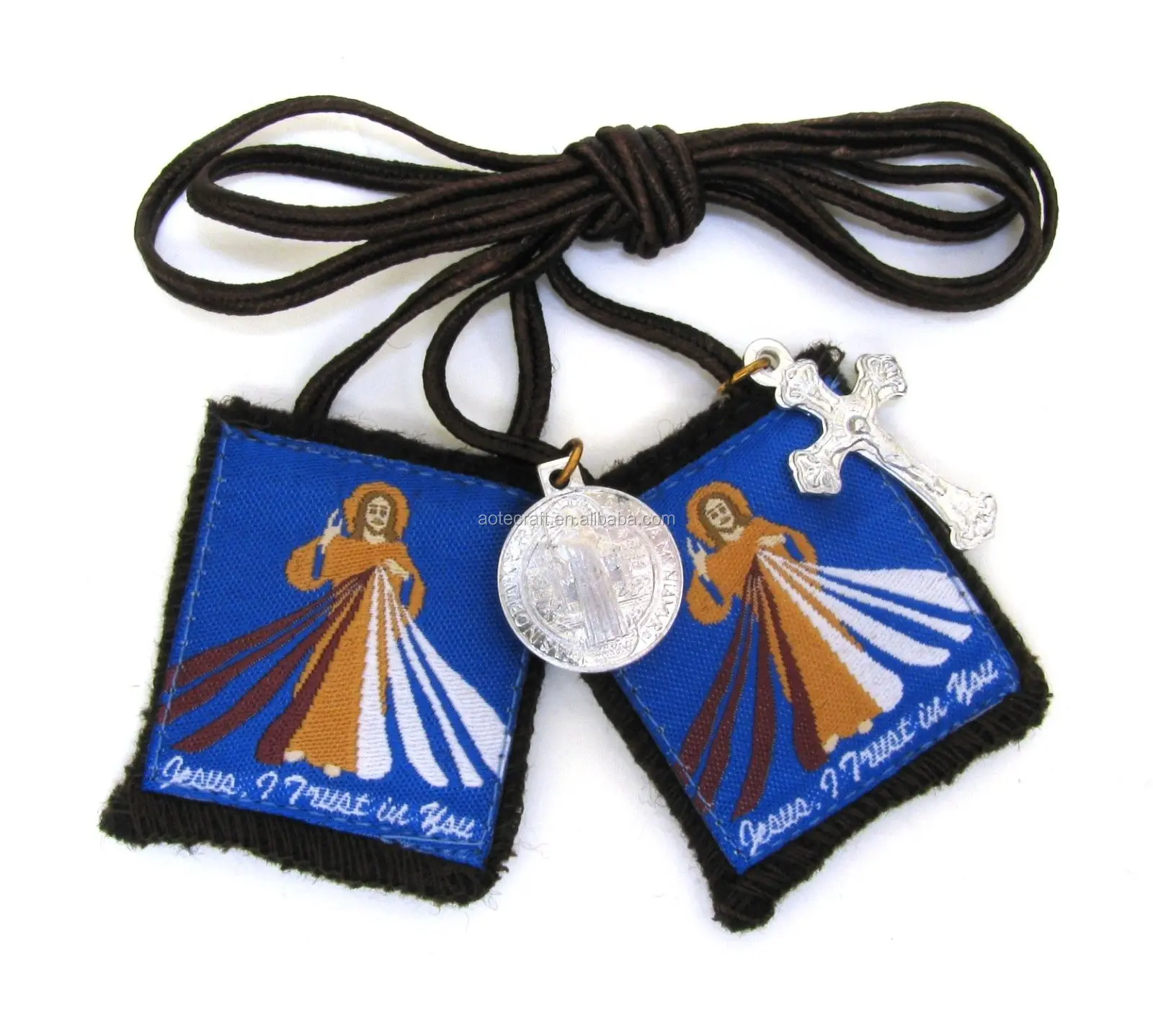 Wholesale Wool Brown Jesus Catholic Religious Items Scapulars Necklace For God Bless Buy