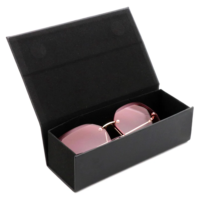 

Wholesale outside PVC inside velvet soft sun glasses box custom logo folding sunglasses case