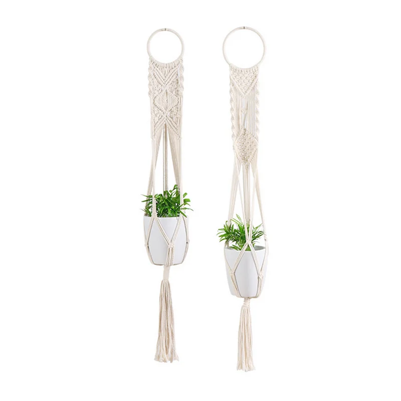 

AAA284 Home Garden Decor string Lifting Flowerpot Succulent Rope Decoration Basket Hanging Hook Cotton Macrame Plant Hanger, Multi colour