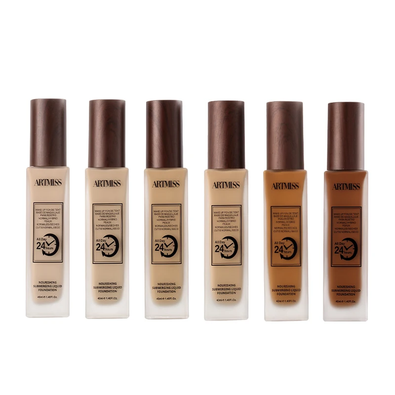 

Natural Concealer Wholesale Deep Color 24H Waterproof Long Lasting Matte Makeup Foundation Liquid, 6 colors