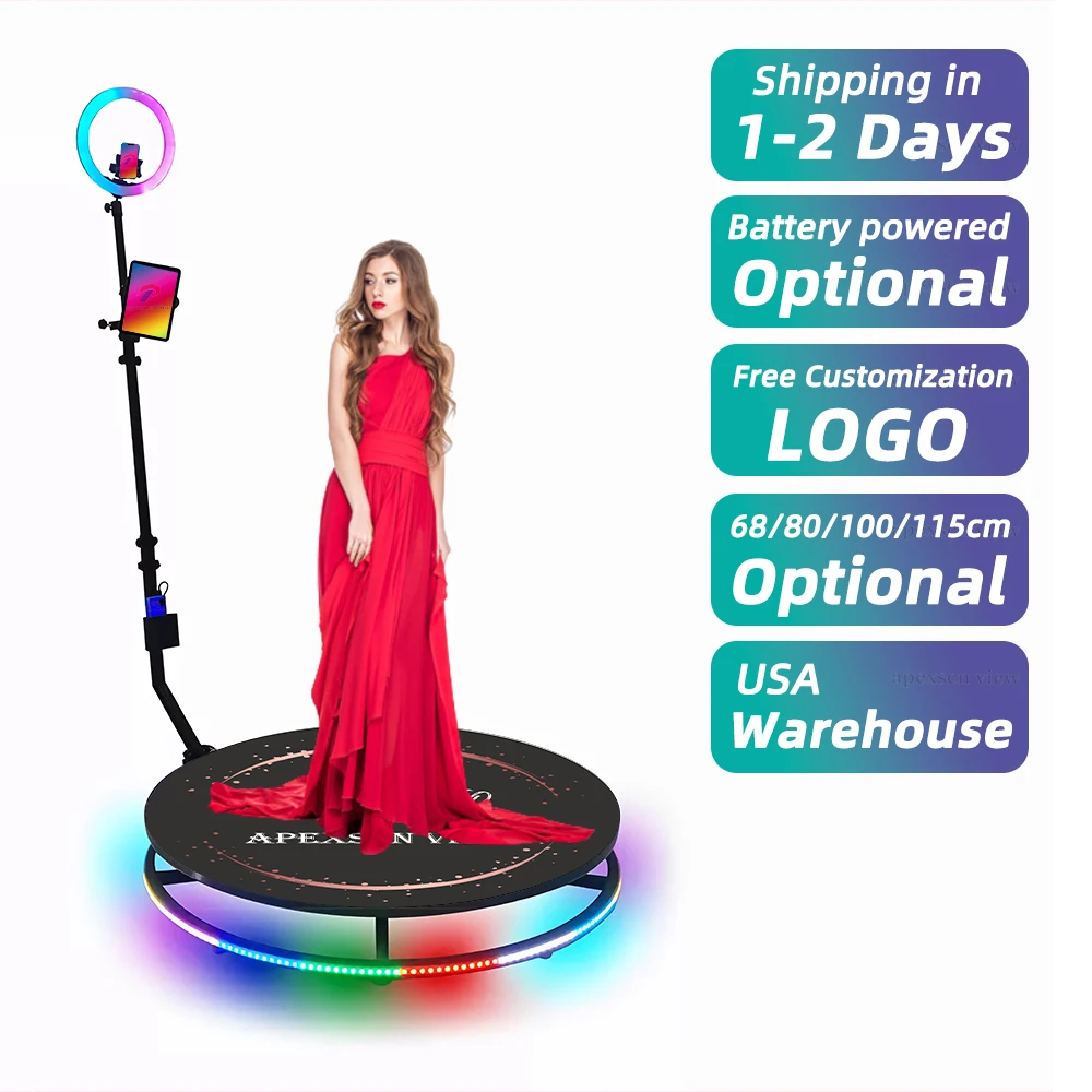

Automatic 360 Photo Booth Degree Camera Video Spinner Free Logo 360 Rotating Selfie Machine for Wedding Party Event