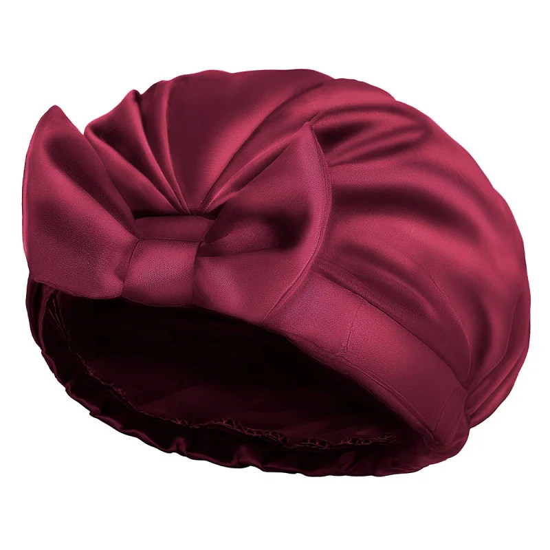 

HZO-18160 Extra Large Shower Cap, Bow knot Reusable Bath Hair Caps With Silky Satin for Women