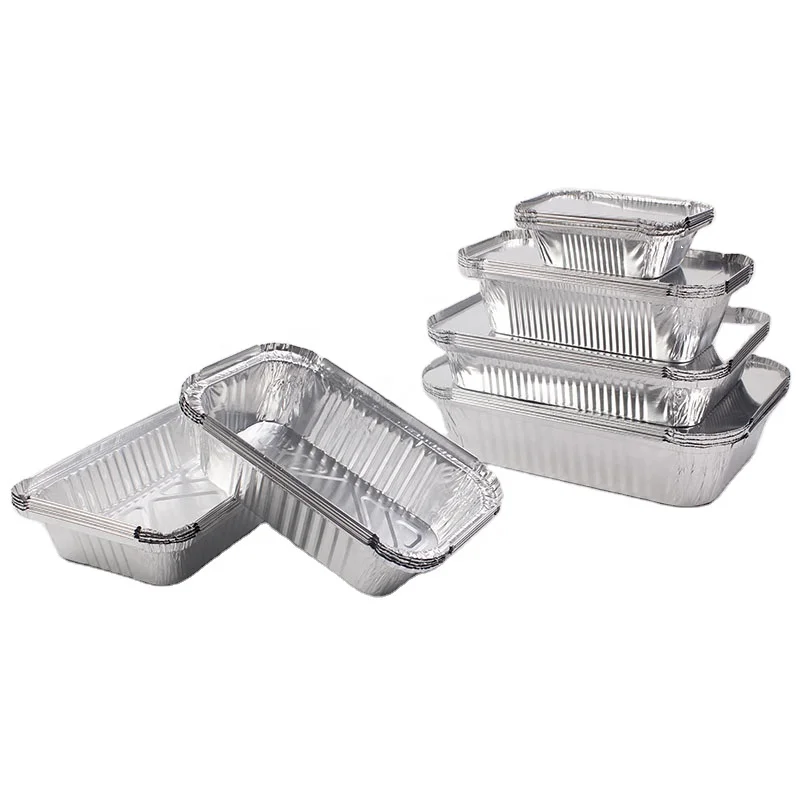 

Disposable Korean BBQ Tin Foil Box Barbecue Baked Lunch Box Instant Takeaway Gas Charcoal Grill Tray Plate Disposal Pan, Silver