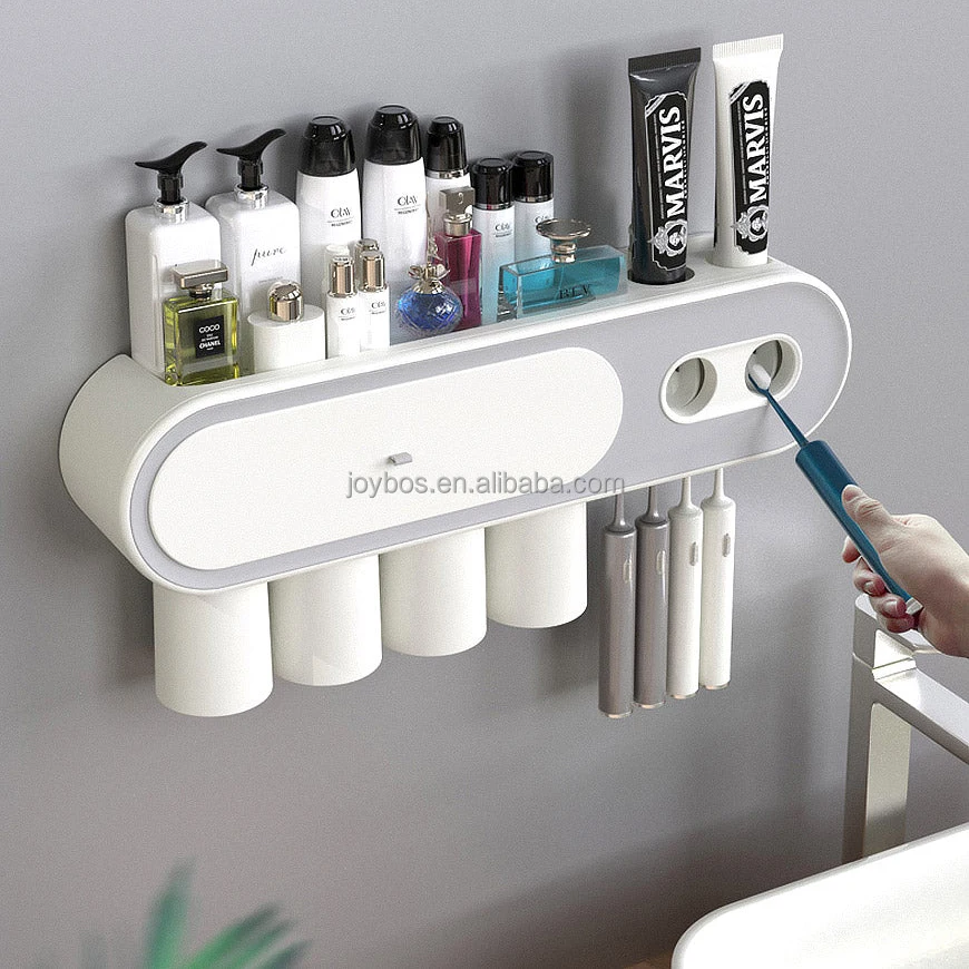 

JOYBOS Bathroom Storage Rack Toothbrush Inverted Toothbrush Holder Wall -Automatic Toothpaste Squeezer Bathroom Accessories