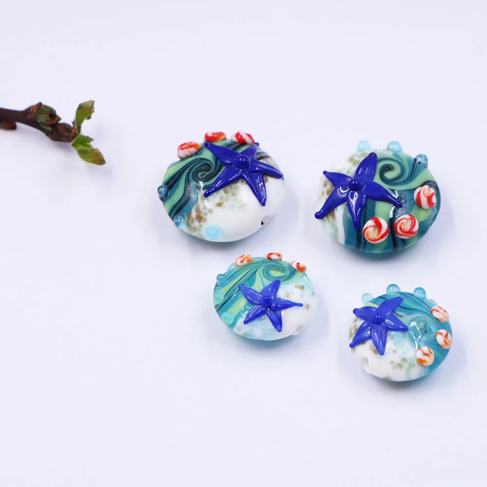 

16mm 20mm Colorful Jewelry Making Handmade Murano Lampwork Sea Starfish Round Glass Bead