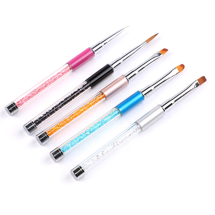 

Plastic Glitter Crystal Carved Drawing Pen Colorful Liner Manicure Tools Rhinestone Handle Acrylic Brushes For Nails