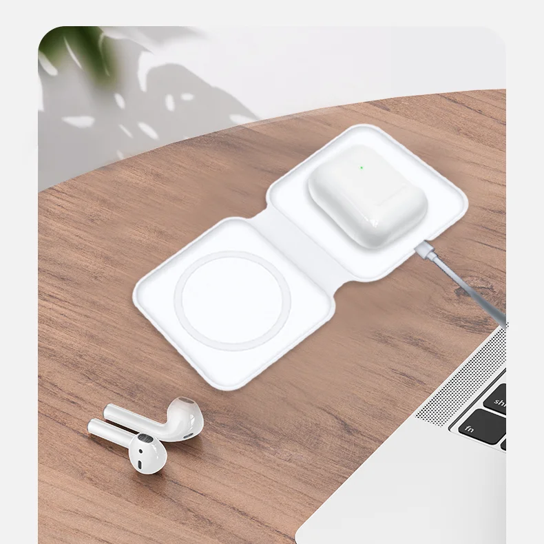 

D21 New Style 180 Degree Foldable Magnetic Wireless Charger 2 in 1 For Mobile Phone Watch Headphone Fast Wireless Charger