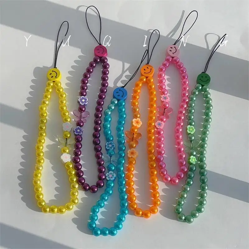 

INS Flower Bead Phone Strap Phone Strap Lanyard Arm Strap for Phone Butterfly Phone Strap String