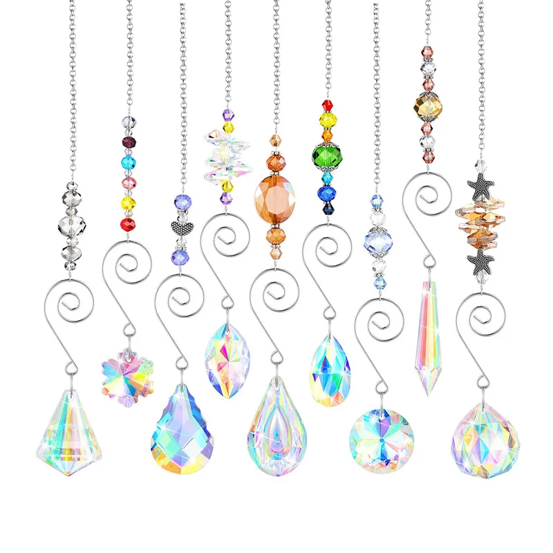 

Drop Shipping Window Home Garden Decoration Glass Ball Prisms Pendant Hanging Crystals Ornament Sun Catcher With Chain, As picture