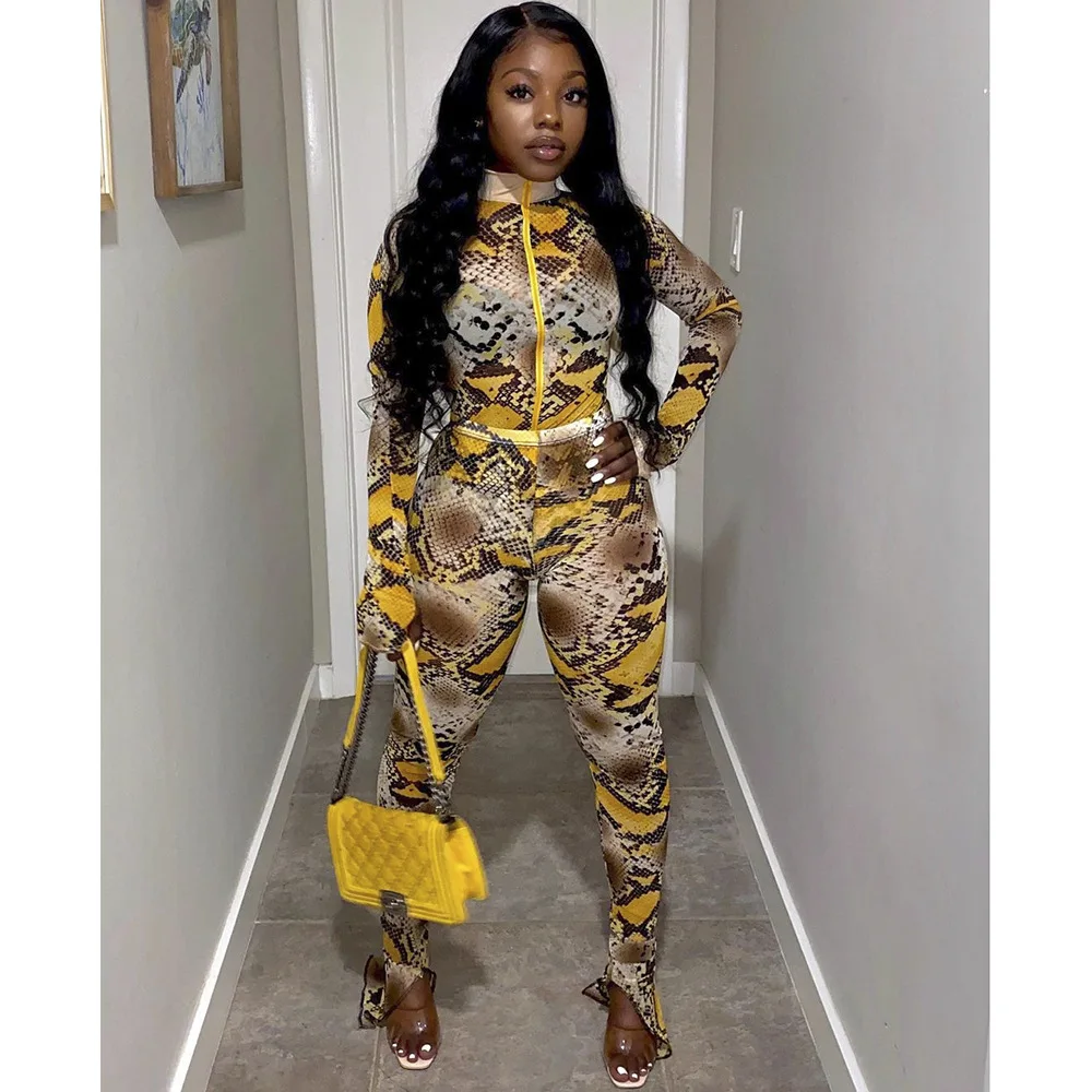 

Fall clothing for women printed long sleeve flared pants casual two piece set women clothing, Picture color