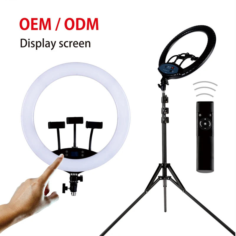 

HQ 19 inch display screen diammable selfie led ring light with tripod stand for sale