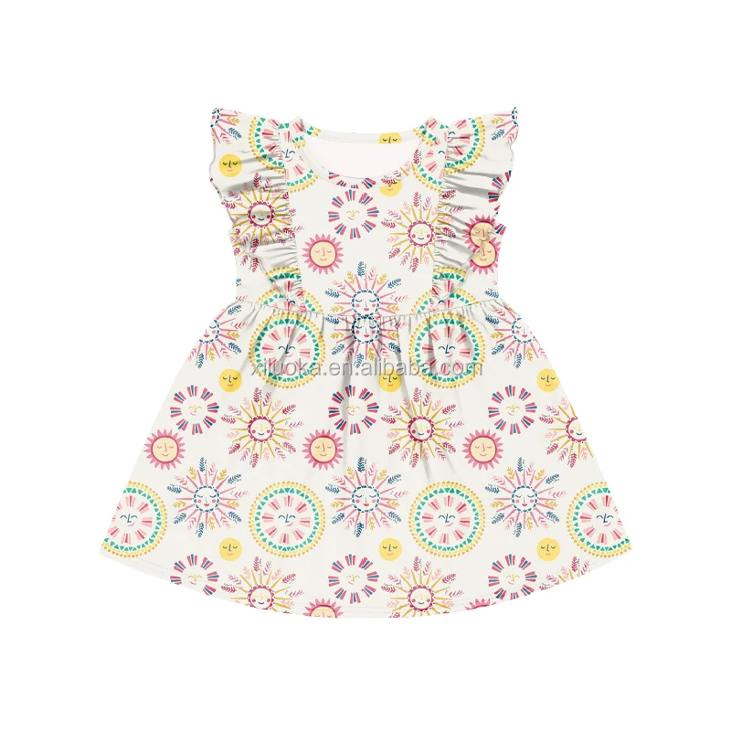 

Latest Summer Design Soft Milk Silk Kids Wear Baby Girl Boutique Dresses