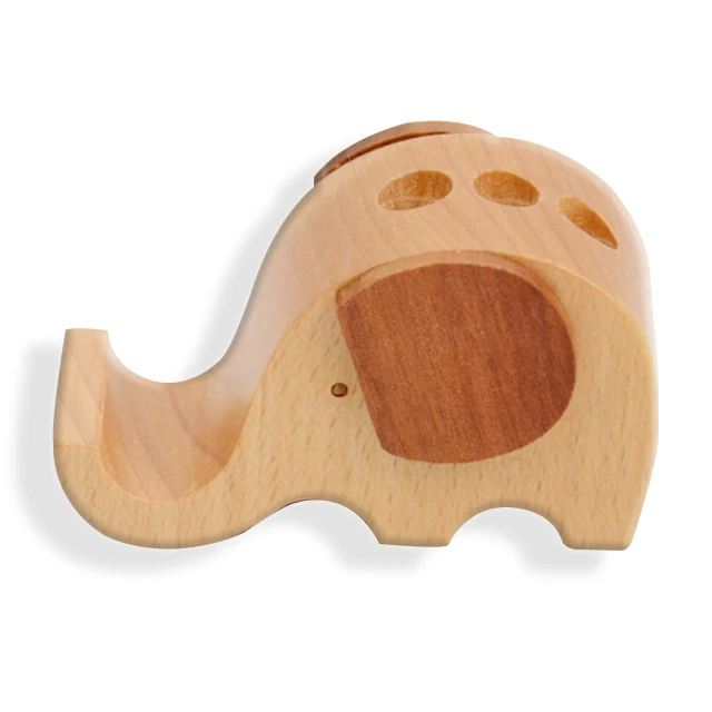 

Elephant shape pen holder multi-function office supplies wood lazy bracket
