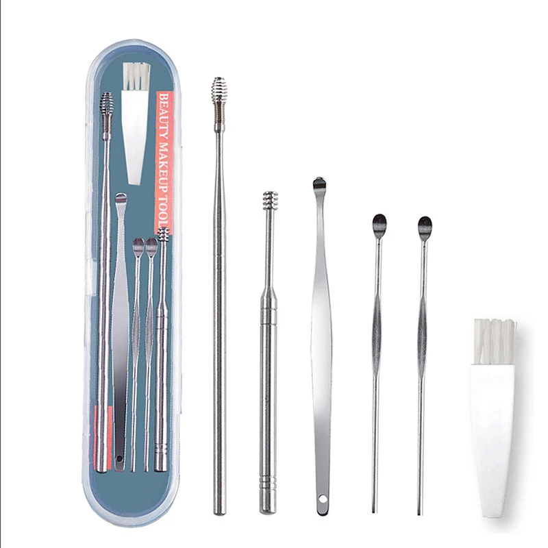 

Creative Spring Ear Wax Cleaneing Tool Set Double-Ended Stainless Steel Ear Pick Portable Ear Wax Removal Kit