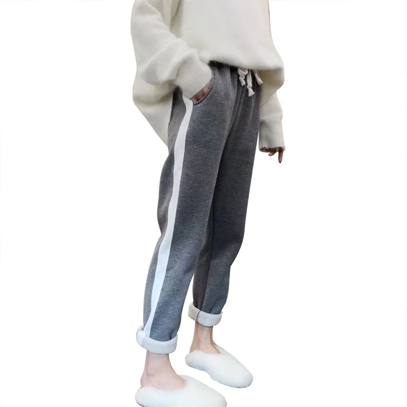

Female style winter loose thick high waist straight leg casual pants