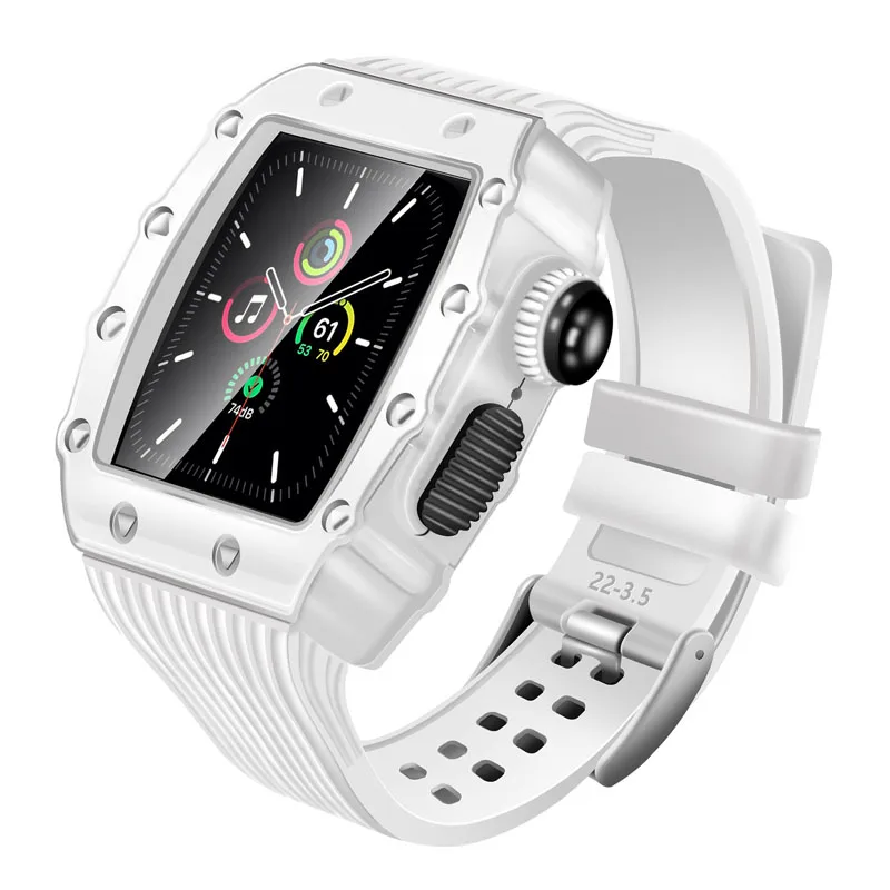 

Big brand 44mm Luxury Aluminum Alloy Stainless Steel Retrofitted Silicone strap for Apple Watch Band, 4 colors with any color strap
