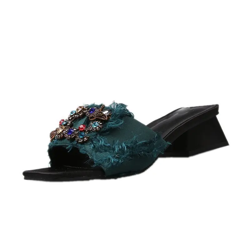 

New hot sale summer ladies sandals for outer wear mid-heel women's shoes, Picture