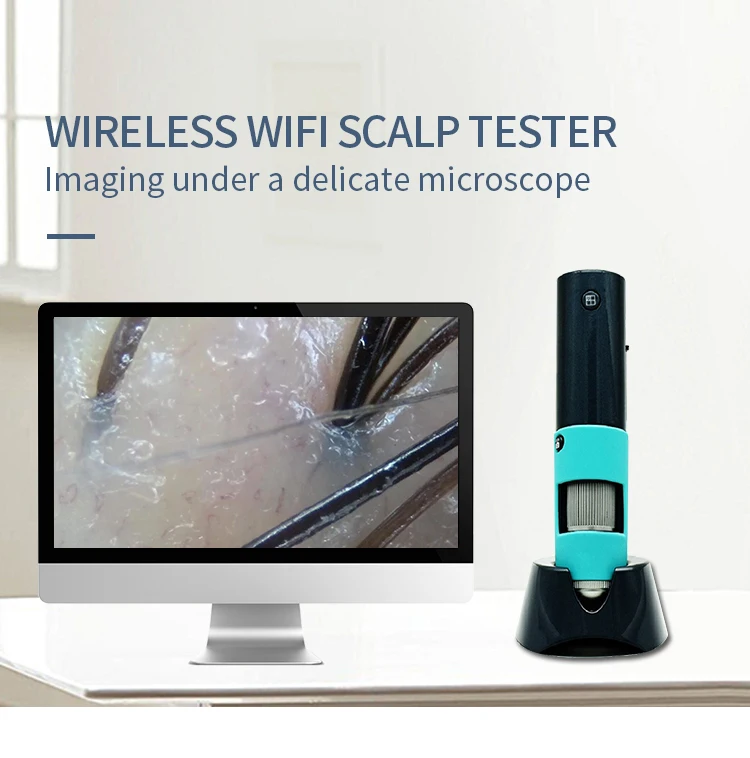 

Scalp and hair analyzer wireless connection phone tablet wifi wireless scalp camera HD, Black