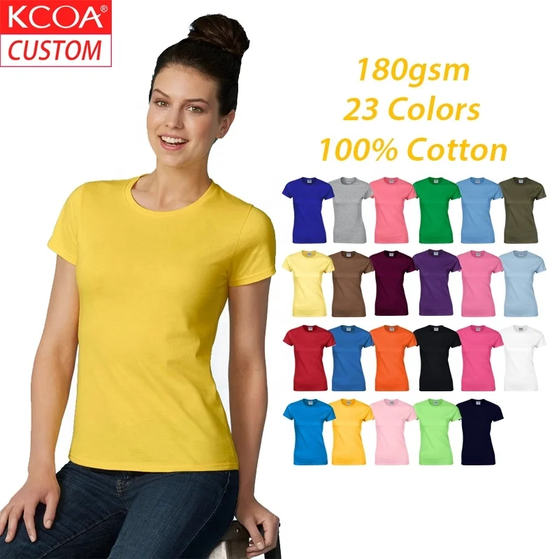 

Stocked Cheap Price 180gsm Basic White T Shirt For Lady With Custom Printing Logo