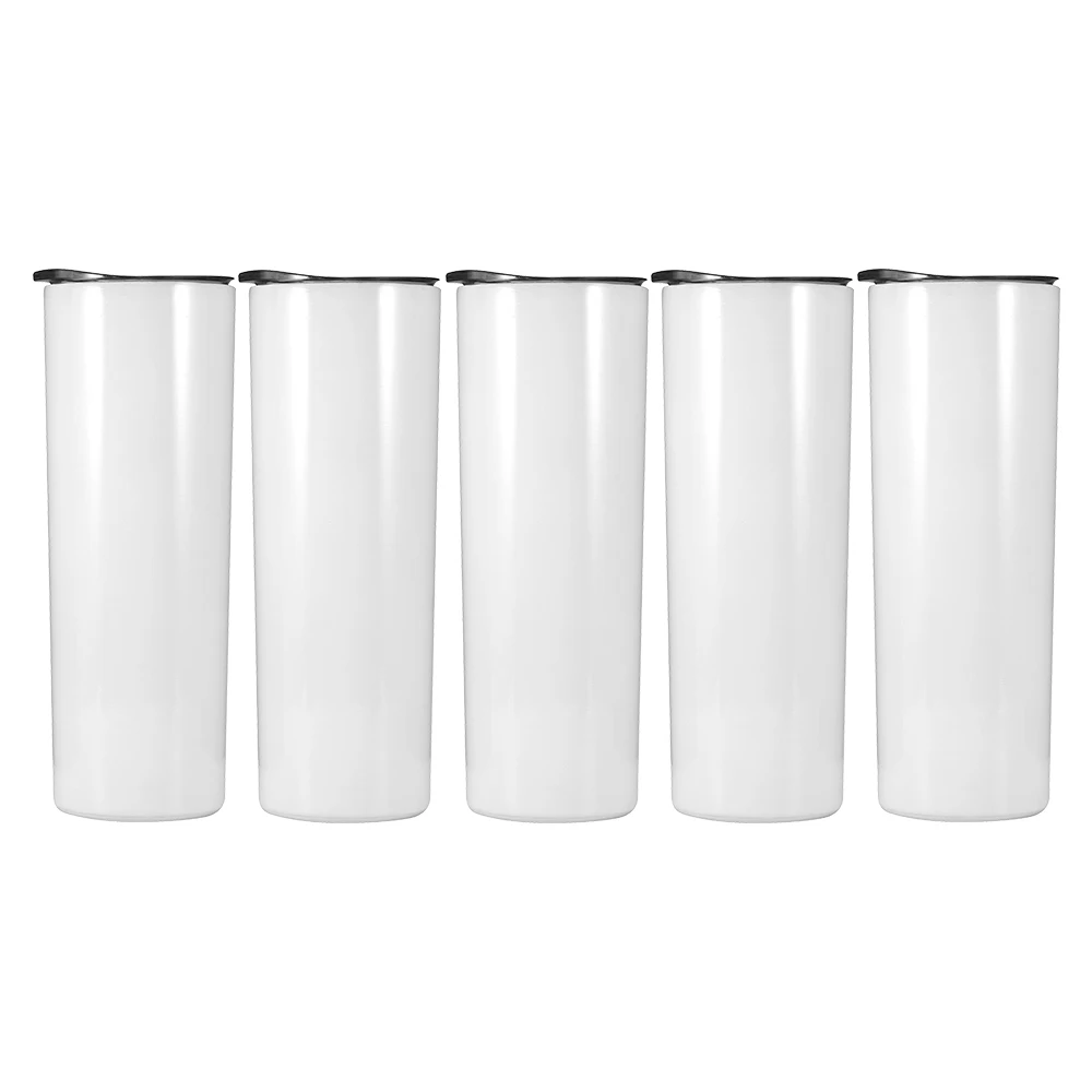 

4pcs Wholesale White Blank Straight Skinny Tumbler Sublimation Coating For Heat Transfer Stainless Steel Cup For festival Gift, Customized logo