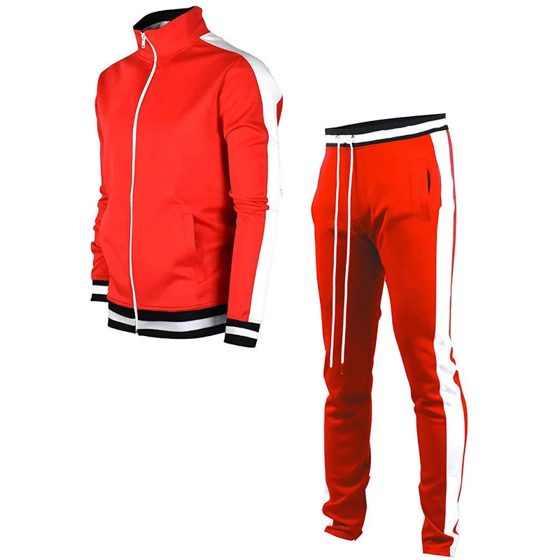 

YD 2021 custom logo two piece gradient sports outfits jogger hoodie side striped sweatpants set men tracksuit set sweat set