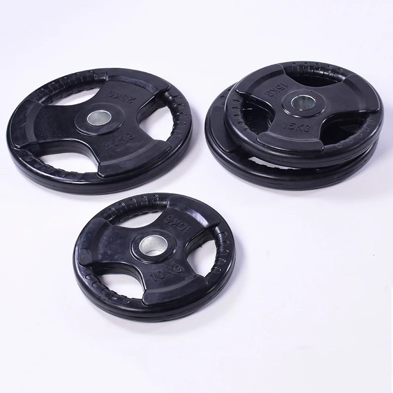 

Black 3 Holes Rubber Coated Portable Gym Equipment Weight Lifting Weight Plate Bumper Plate